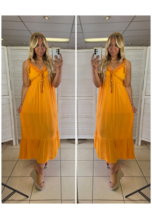 SUNLIT SERENITY MAXI DRESS - TANGERINE 