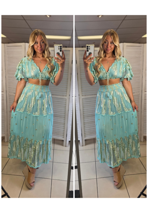  GOLDEN GETAWAY CO ORD - BLUE