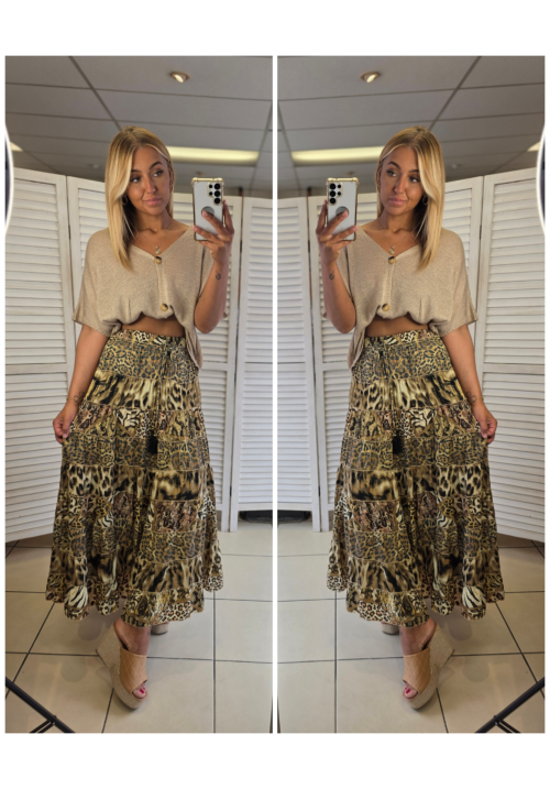 OCEAN CLUB MAXI SKIRT - ANIMAL PRINT