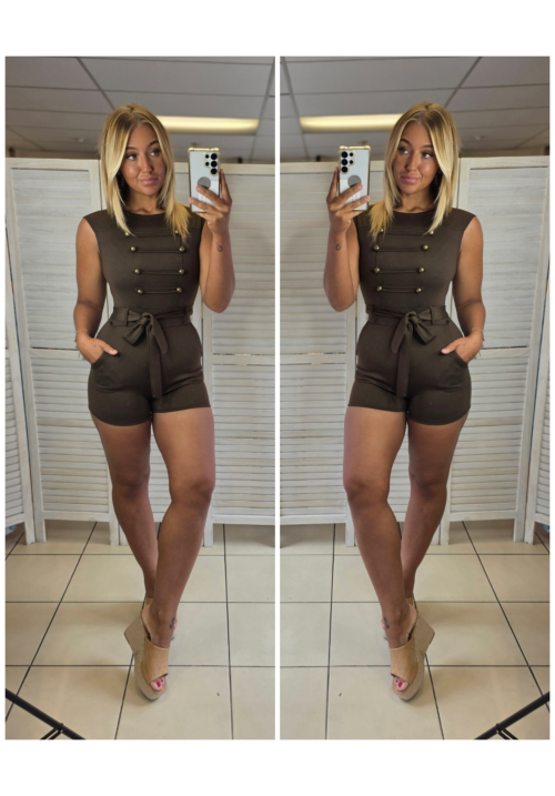 ALL BUTTONED UP PLAYSUIT - CHOCOLATE
