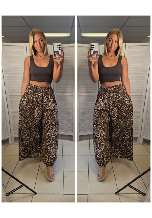 WILD SIDE WIDE LEG TROUSER - ANIMAL PRINT