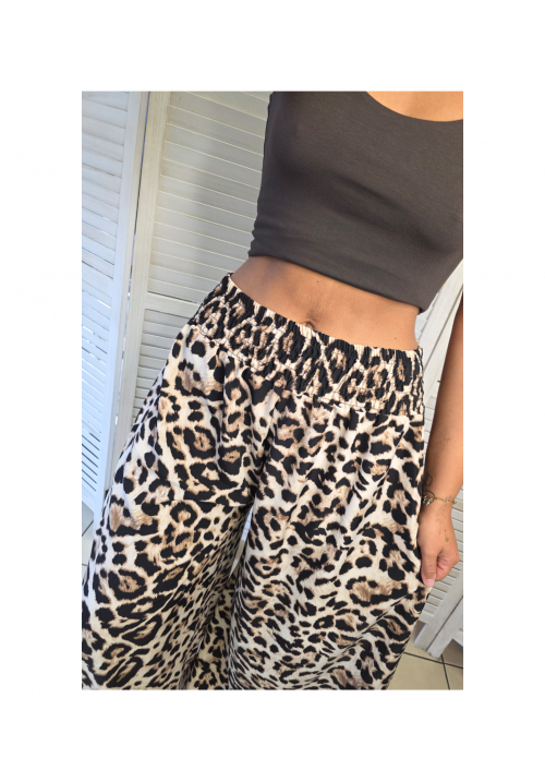 WILD SIDE WIDE LEG TROUSER - LEOPARD