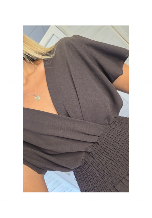 CURVY GIRLS SWEET ESCAPE JUMPSUIT - CHOCOLATE