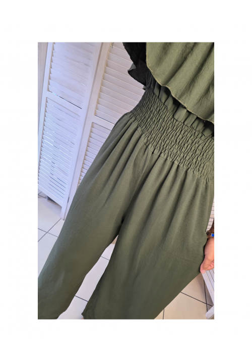 CURVY GIRLS BARDOT JUMPSUIT - KHAKI