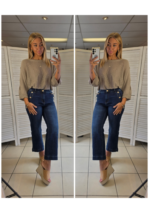 SIENNA BUTTON KNIT TOP - SAND