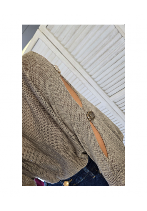 SIENNA BUTTON KNIT TOP - SAND