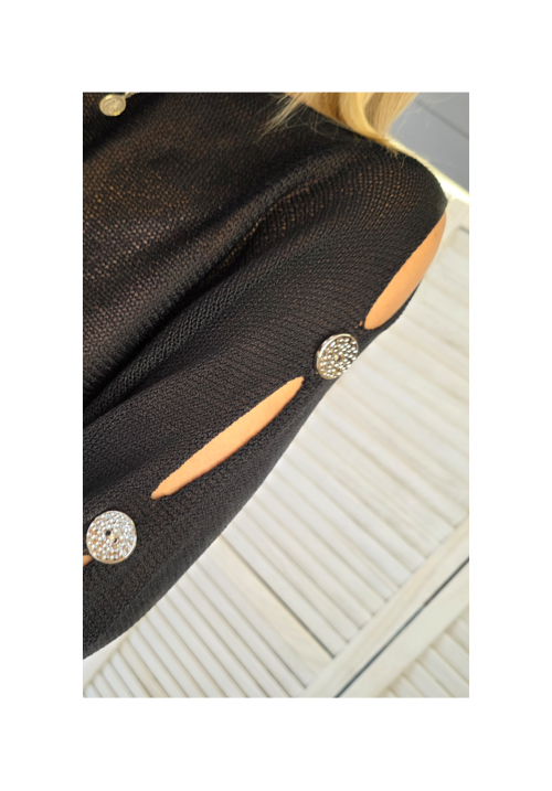 SIENNA BUTTON KNIT TOP - BLACK