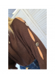 SIENNA BUTTON KNIT TOP - CHOCOLATE