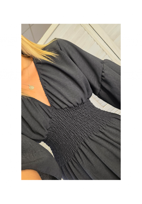 STEVIE FLUTED SLEEVE DRESS - BLACK