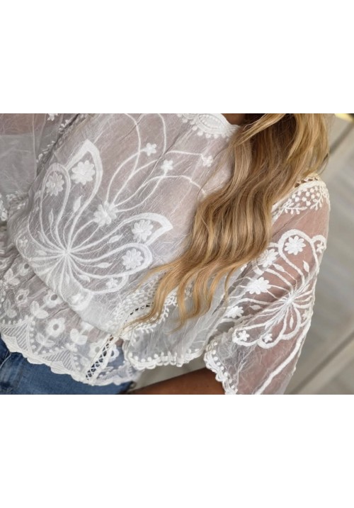 ANGELS SECRET EMBROIDERED TOP - WHITE