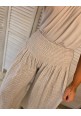  RUCHE AND ROLL TROUSER - CREAM/WHITE