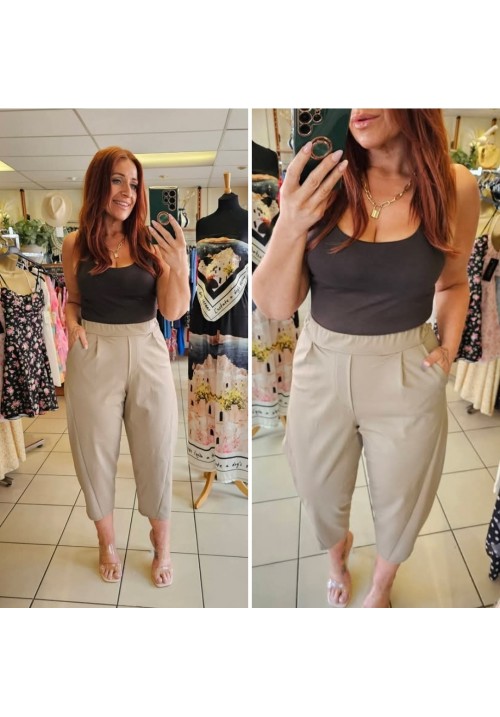 CHIC AND SCULPTED BARREL LEG TROUSER - BEIGE