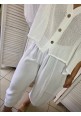MYKONOS MEMORIES LINEN BARREL TROUSERS - WHITE