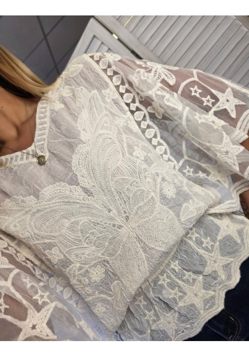 ANGELS SECRET EMBROIDERED TOP - CREAM