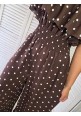 CURVY GIRLS BARDOT JUMPSUIT - POLKA DOT - CHOCOLATE 