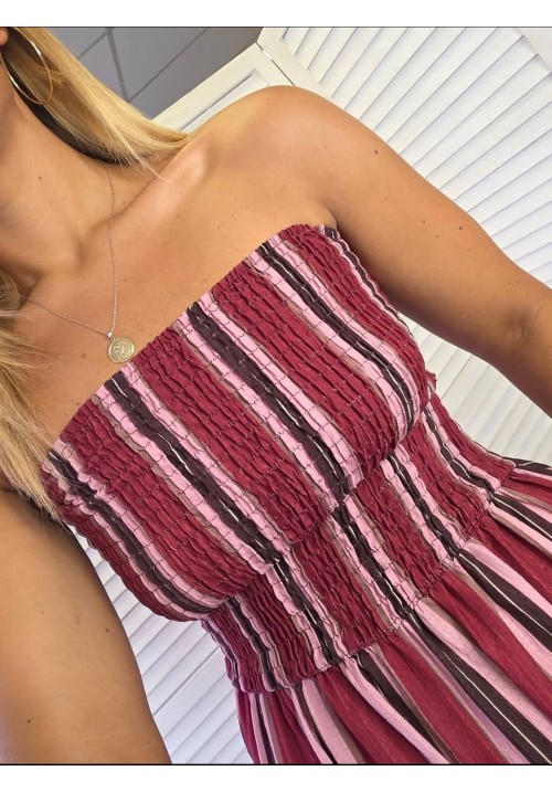 BALI KISSES STRAPLESS JUMPSUIT - WINE