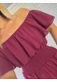 CURVY GIRLS FRILL SEEKER PLAYSUIT - WINE 