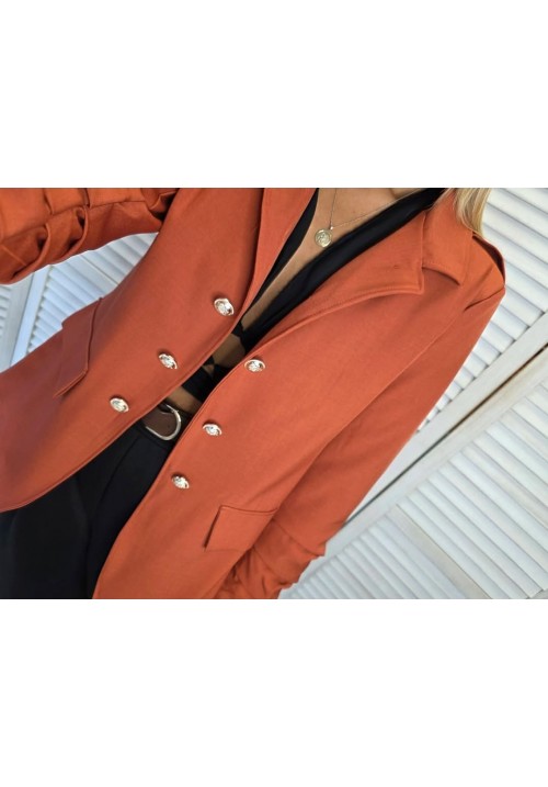 CASUAL COMMANDER LONG MILITARY BLAZER - RUST