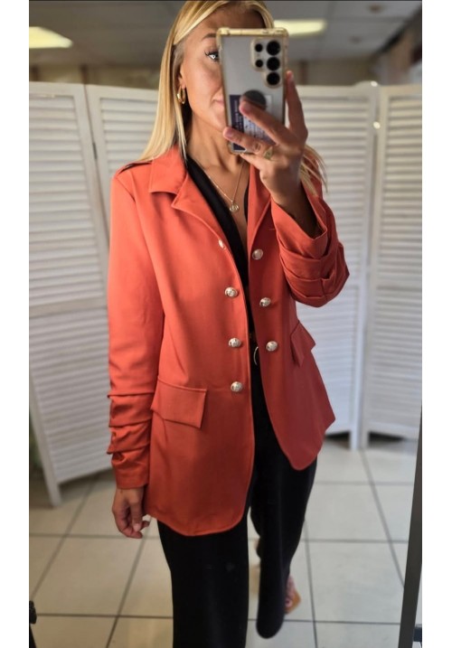 CASUAL COMMANDER LONG MILITARY BLAZER - RUST