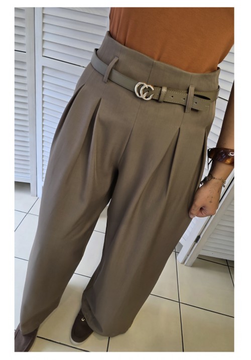 PLEAT AND EASY TAILORED TROUSER - MOCHA