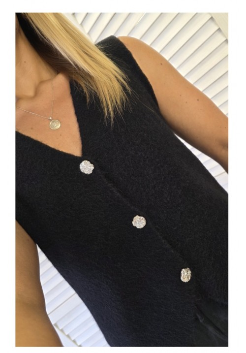 FUZZY LOGIC KNITTED VEST - BLACK