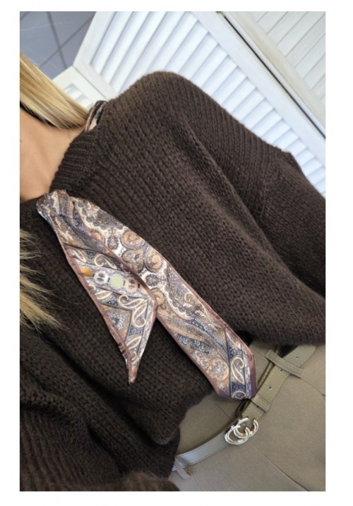 SCARF ACE KNITTED JUMPER - DARK BROWN