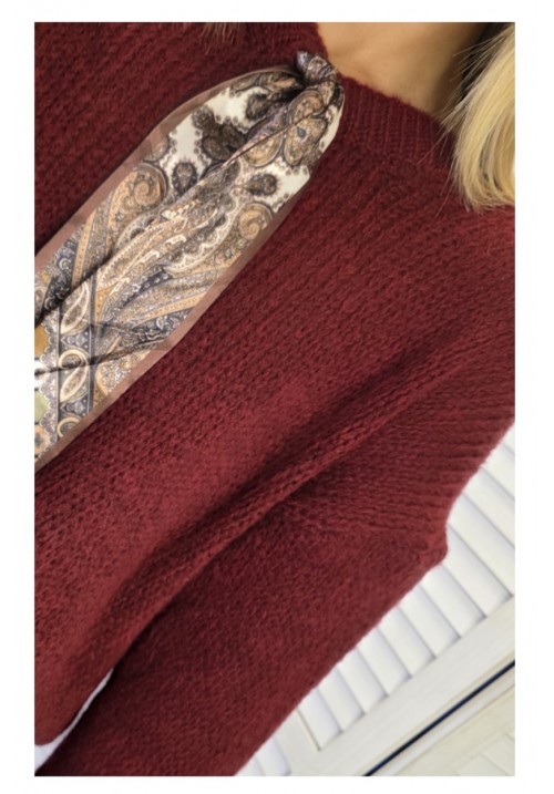 SCARF ACE KNITTED JUMPER - WINE