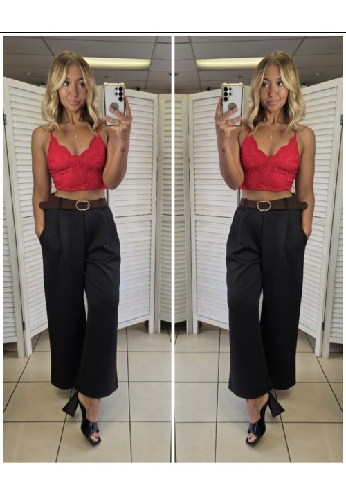  LOVE AT FIRST LACE TOP - RED