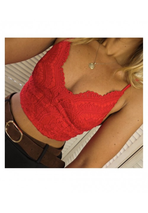 LOVE AT FIRST LACE TOP - RED