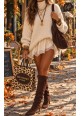  SIENNA FAUX SUEDE KITTEN HEEL BOOTS - CHOCOLATE 