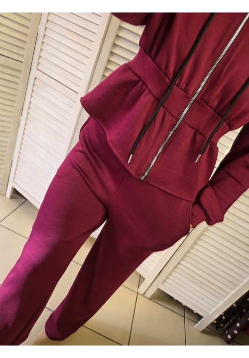  CINCHED SILHOUETTE LOUNGE SUIT - WINE