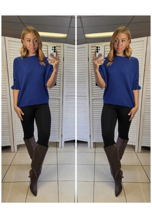  FRILL & EASY KNITTED JUMPER - BLUE