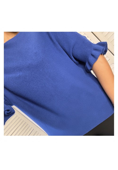  FRILL & EASY KNITTED JUMPER - BLUE