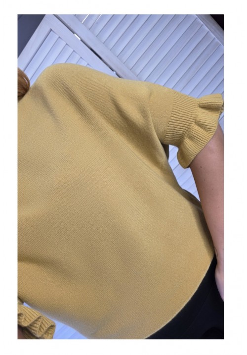  FRILL & EASY KNITTED JUMPER - HONEY