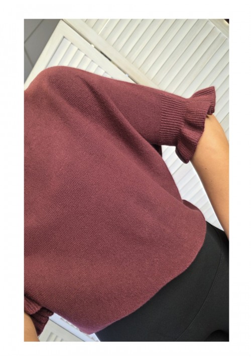  FRILL & EASY KNITTED JUMPER - WINE