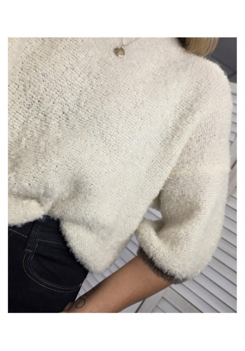   COCO CONTRAST HEM KNIT JUMPER - CREAM