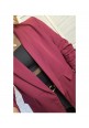  COUTURE CLASSIC RUFFLE SLEEVE BLAZER - WINE