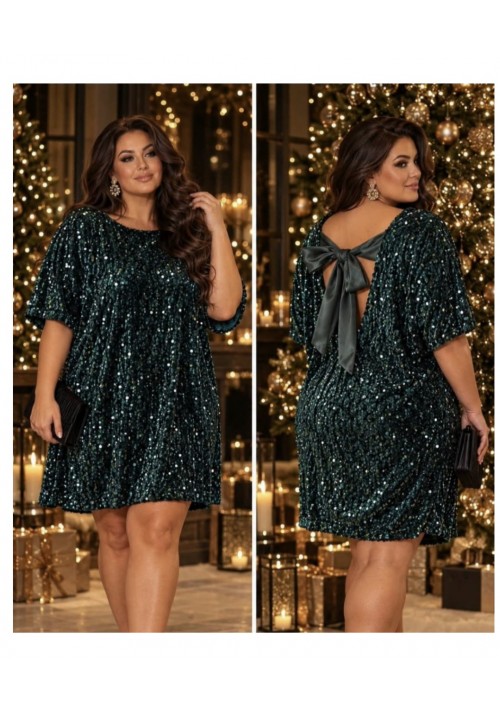   CURVY GIRLS BOW DOWN SEQUIN DRESS