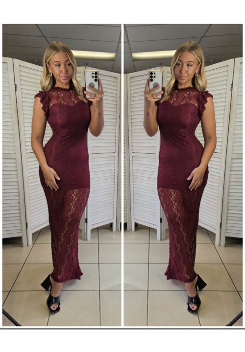   AFTER HOURS LACE MAXI BODYCON - WINE